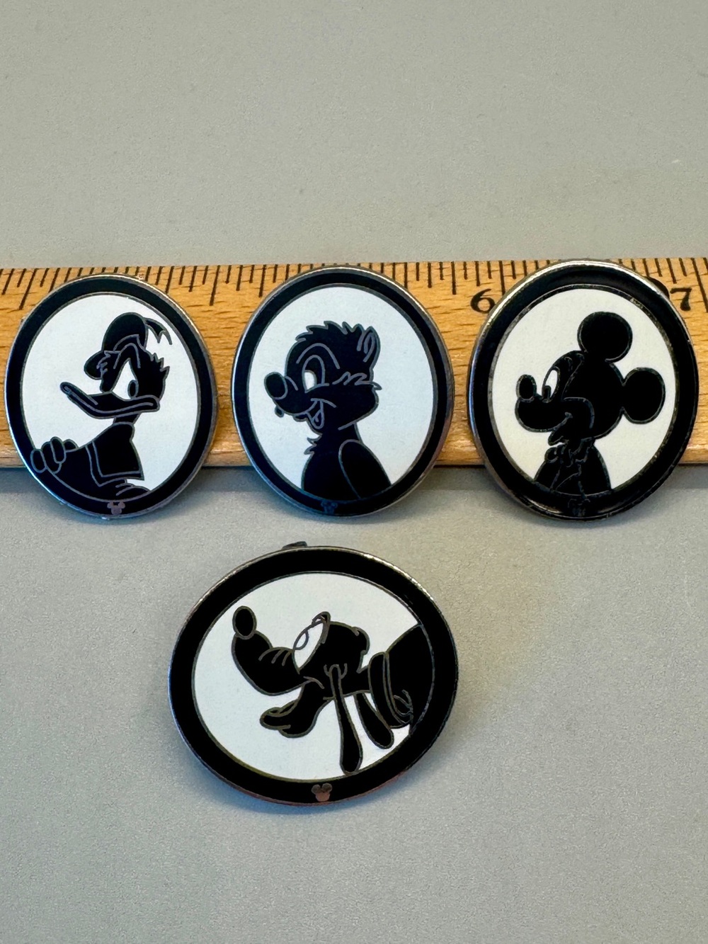 EUC Lot of 4 Disney enamel trading pins, Hidden Mickey Character Silhouettes